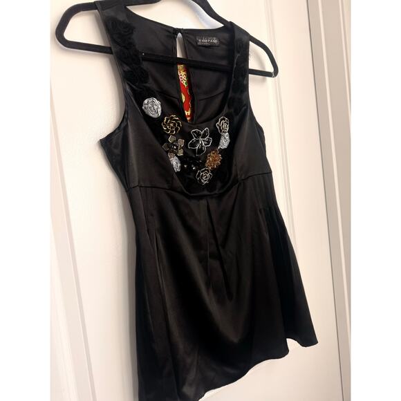 Vintage RARE 2000s Rampage Satin Enamel Embellishment Mini‎ Dress Y2K Babydoll - Picture 3 of 5